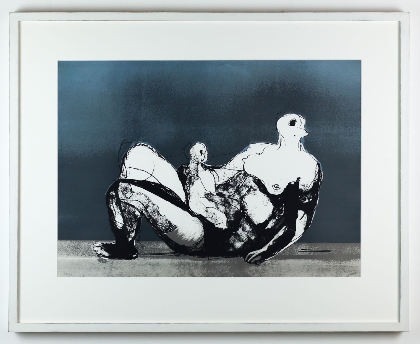 Dulwich College Secret Bid Auction 2025, LOT 117: Henry Moore - Reclining Mother and Child with Blue Background, 1982