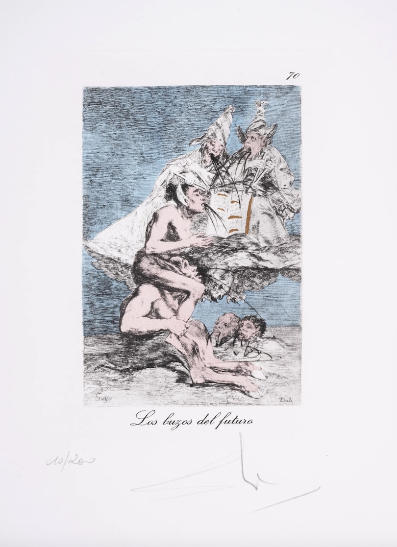 Christmas Secret Bid Auction 2025, LOT 66: Salvador Dalí - Los luzos del futuro, Plate 70 from Les Caprices De Goya de Dalí, 1977