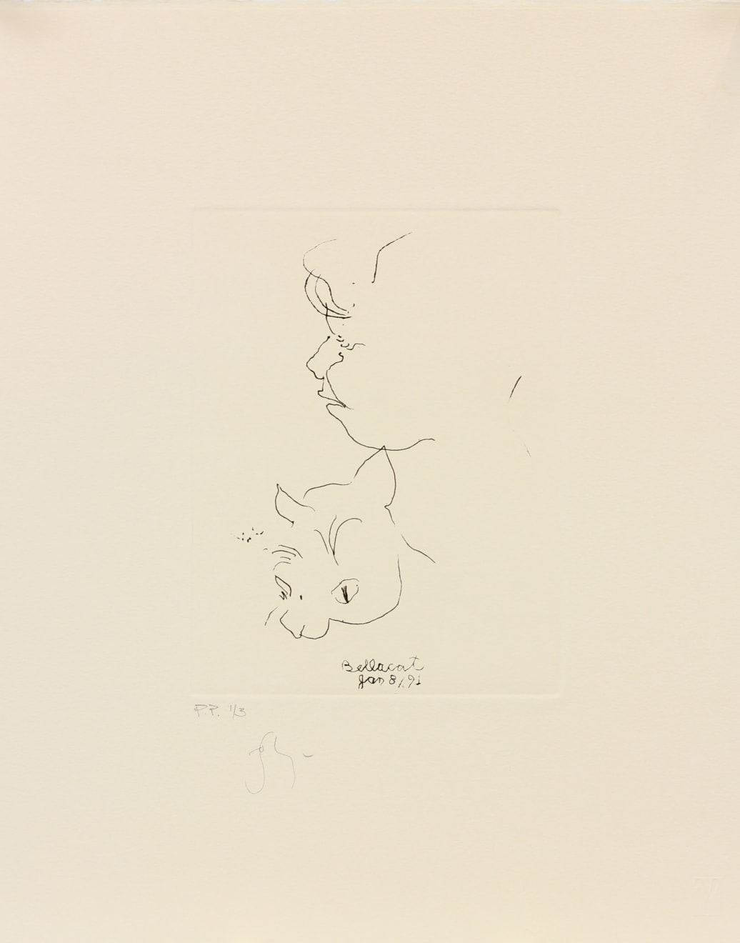 Christmas Secret Bid Auction 2025, LOT 83: Barry Flanagan - Bella Cat Jan 8/91, 1991