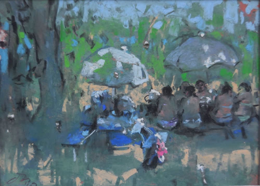 Onno Boerwinkel - Picknick al lago - 2010 - pastel op papier - 13 x 18 cm