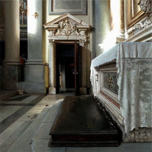 Jan Maris - Deur en altaar - 2014 - olieverf op doek - 45 × 45 cm