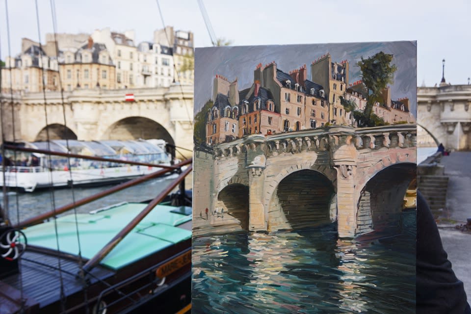 'Afternoon Reflections' plein air painting by Gerard Byrne, Paris