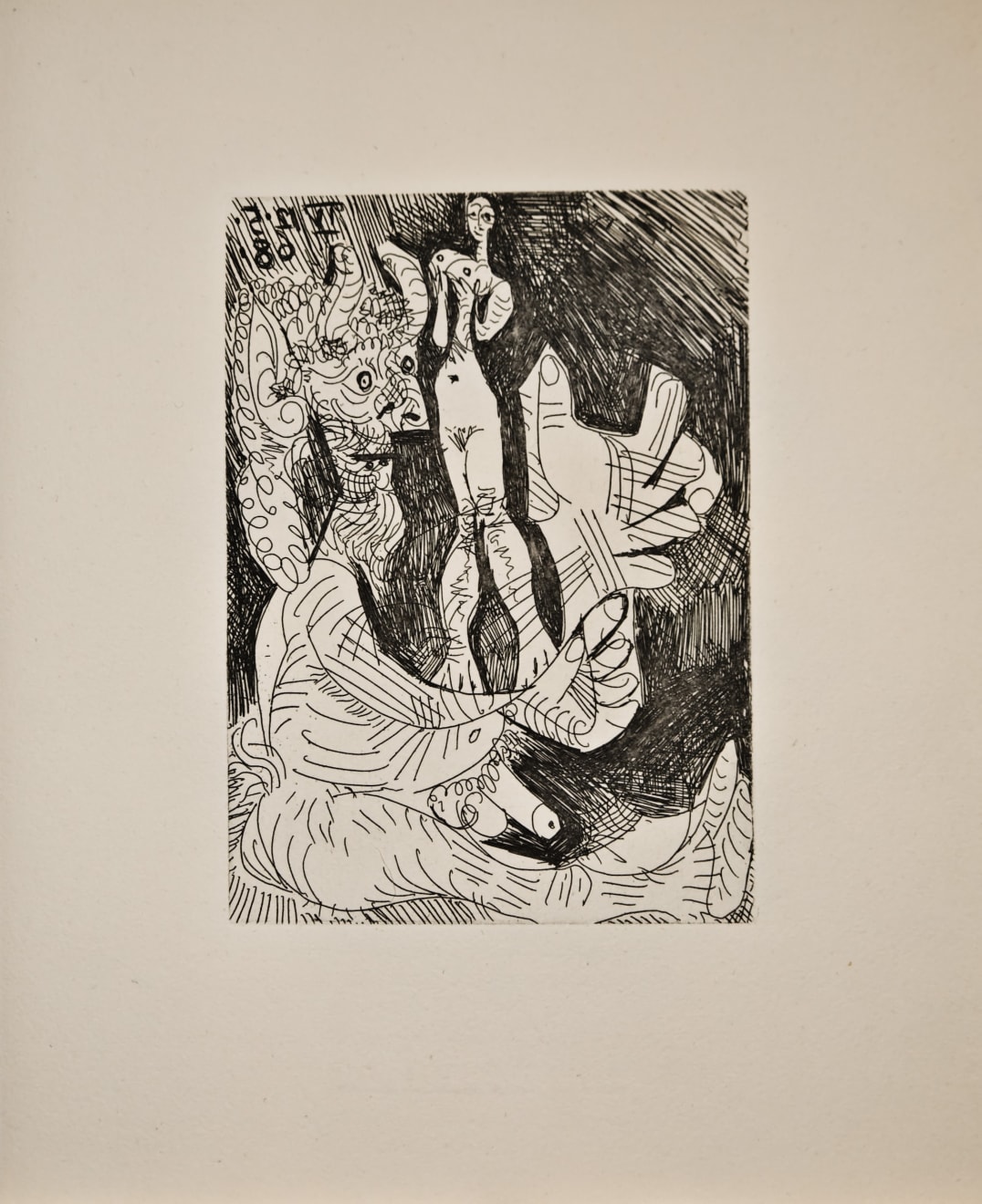 PABLO PICASSO, Vieux Faune avec une Poupée vivante (Bloch 1558), 1968 (May 12.IV, Mougins)