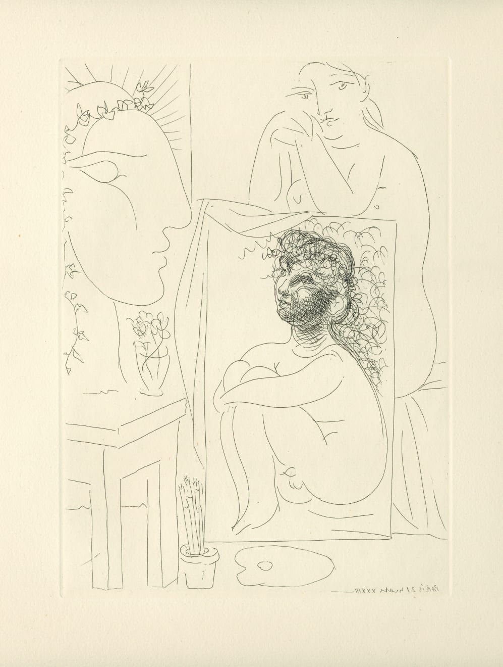 PABLO PICASSO, Modèle, Tableau et Sculpture (S.V. 43) (Bloch 151), 1933 (March 21, Paris)
