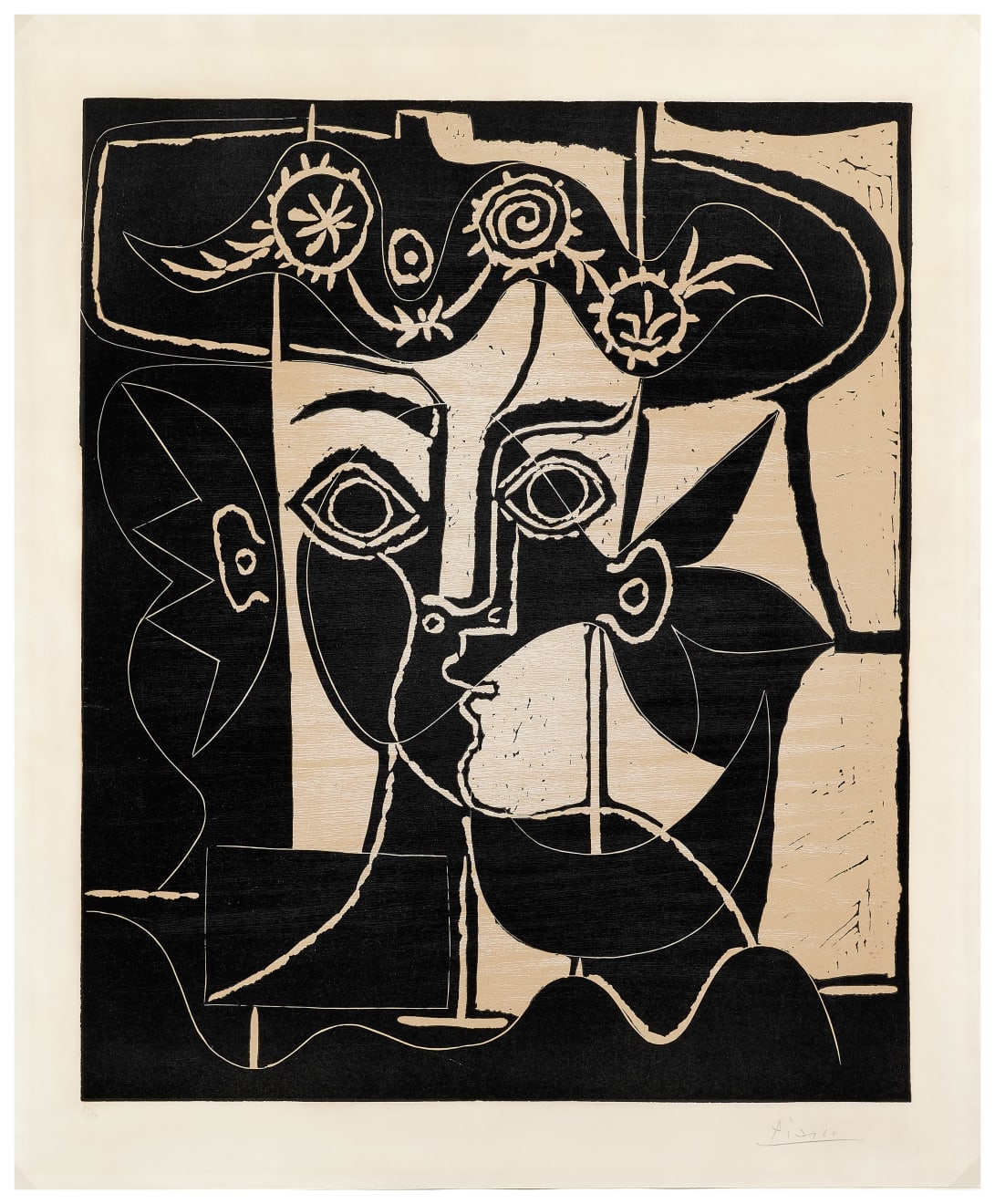 PABLO PICASSO, Grand tête de femme au chapeau orné (Bloch 1077), 1962