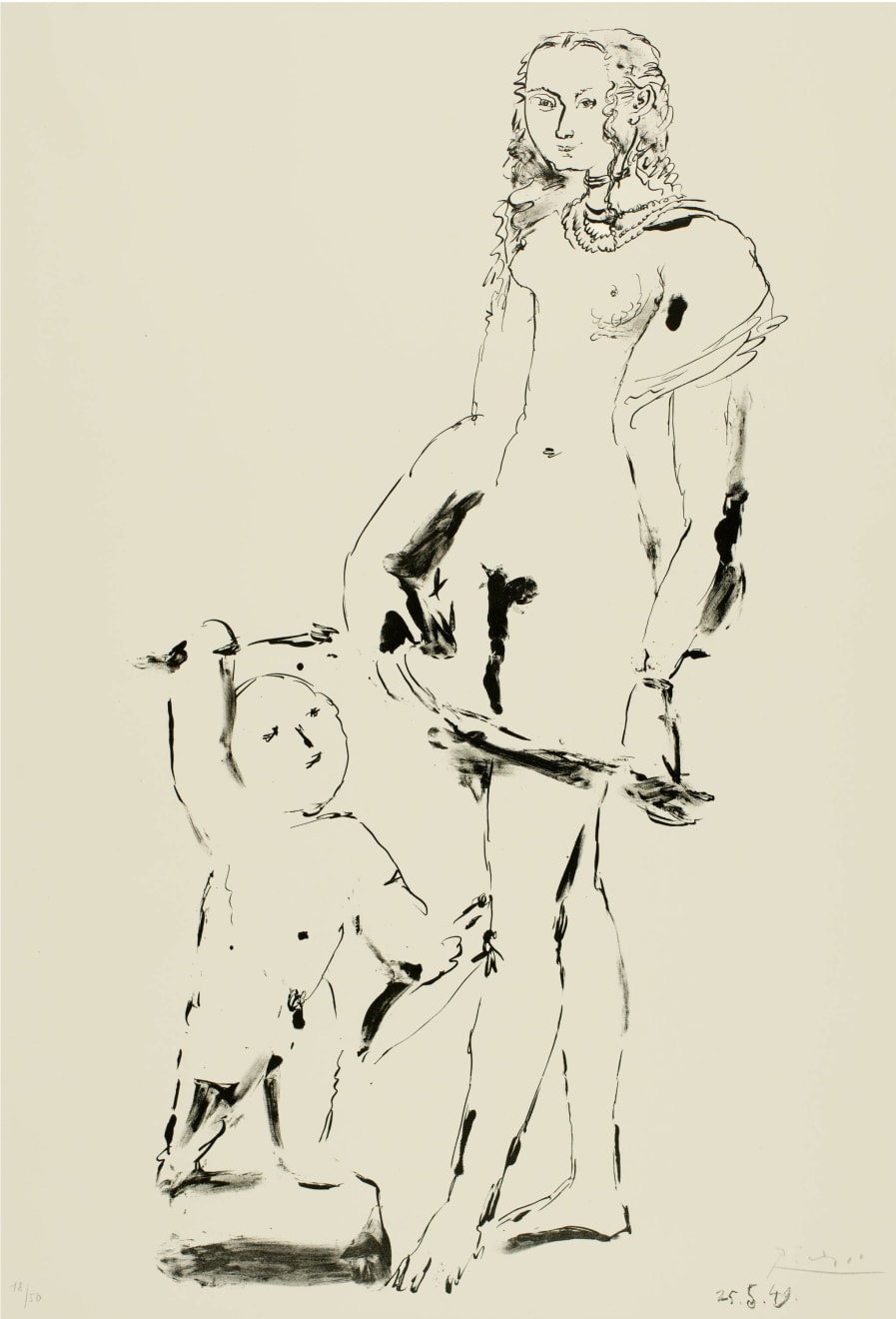 PABLO PICASSO, Vénus et l'amour, d'après Cranach. Troisième variation (Bloch 614), 1949