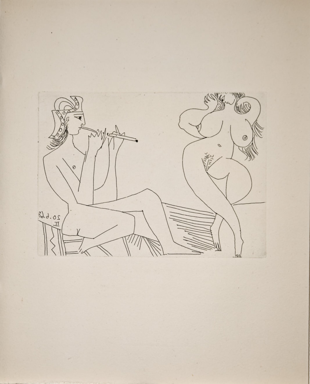 PABLO PICASSO, Flûtiste grec et Danseuse (Bloch 1649), 1968 (June 20.II, Mougins)