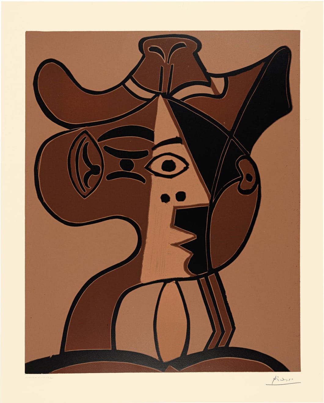 PABLO PICASSO, Grande tête de femme au chapeau (Bloch 1078), 1962
