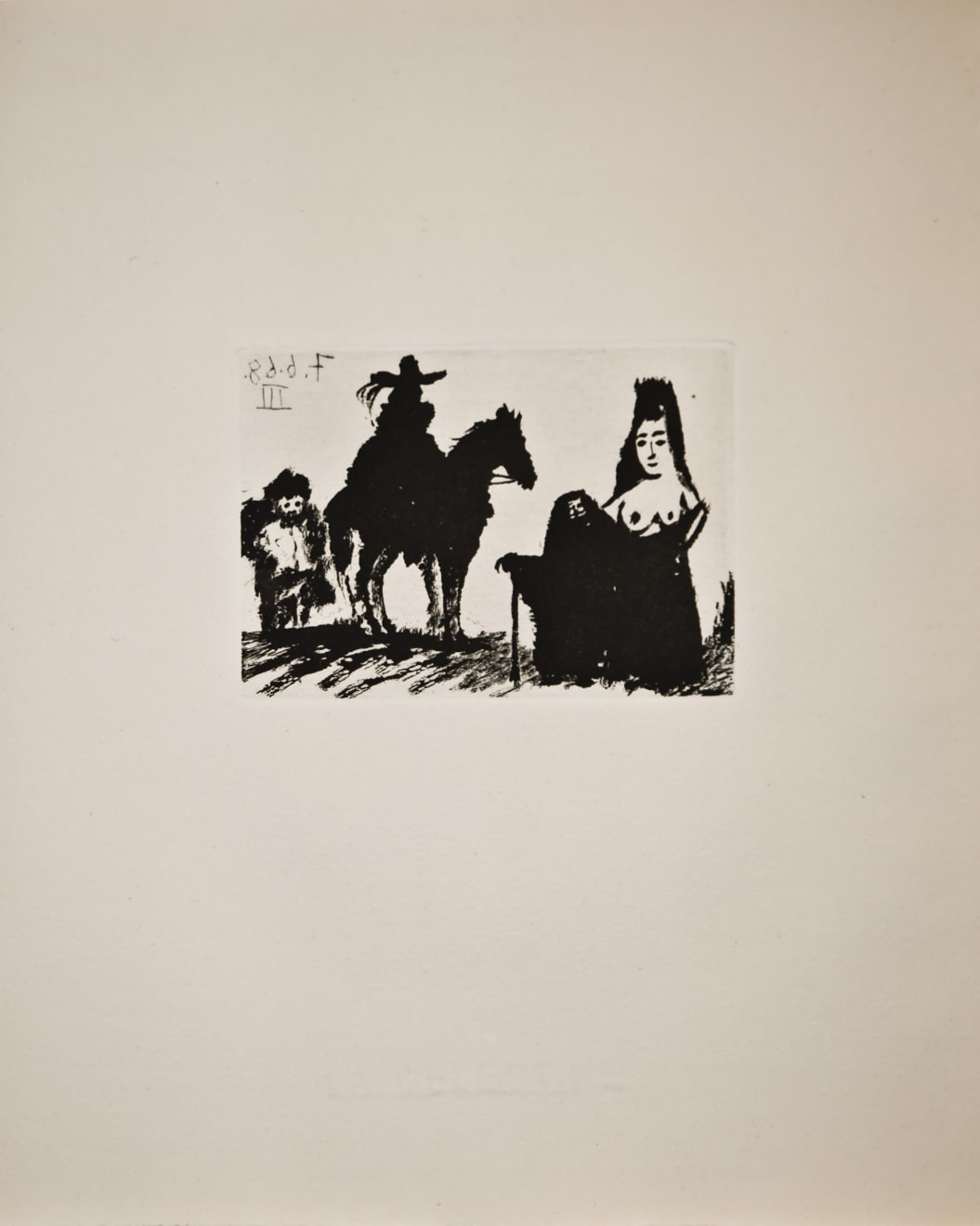 PABLO PICASSO, Cavalier et son Valet, Célestine et Maja (Bloch 1625), 1968 (June 7.III, Mougins)