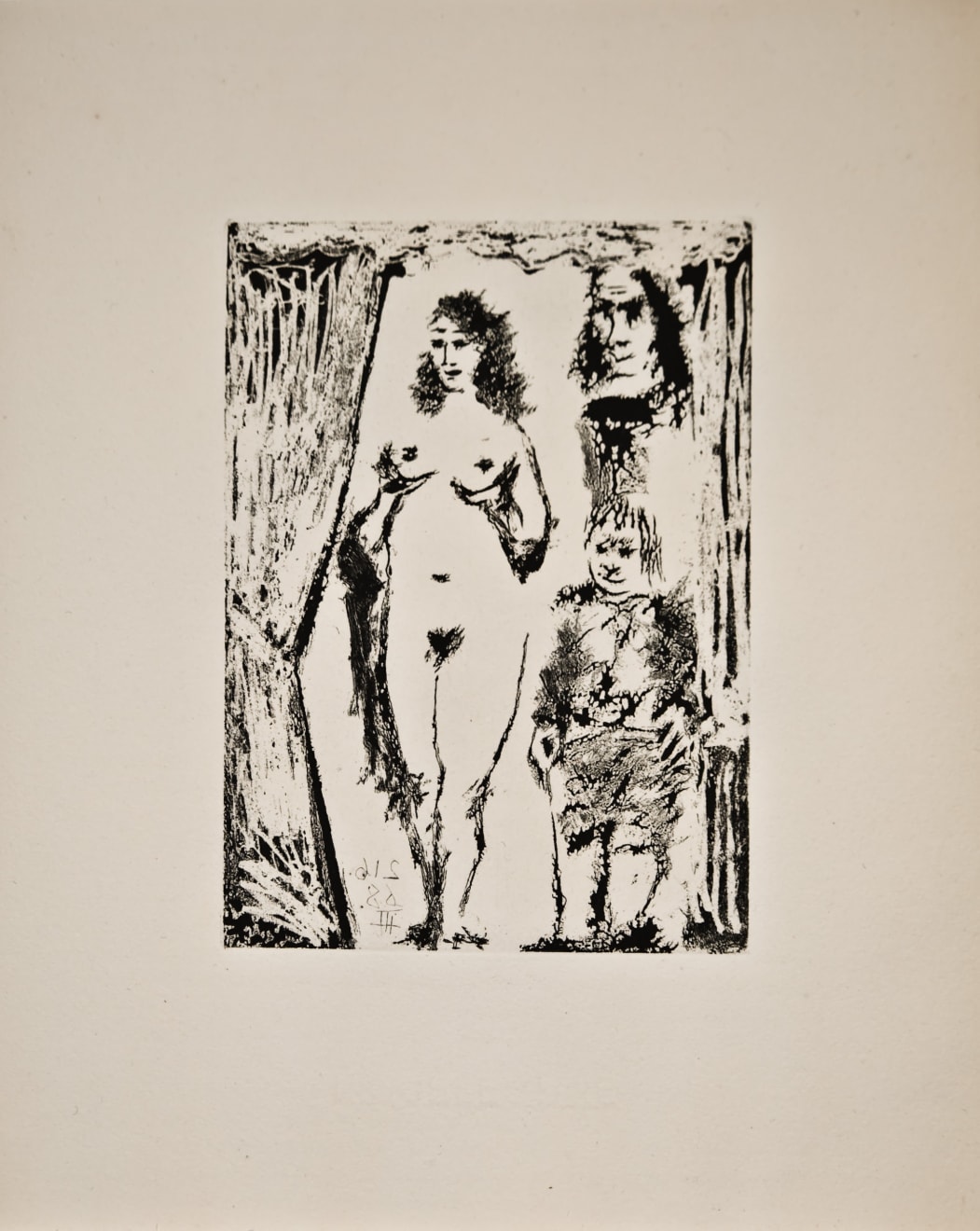 PABLO PICASSO, Couple et petit Valet encadrés par une Portière (Bloch 1657), 1968 (June 21.III, Mougins)