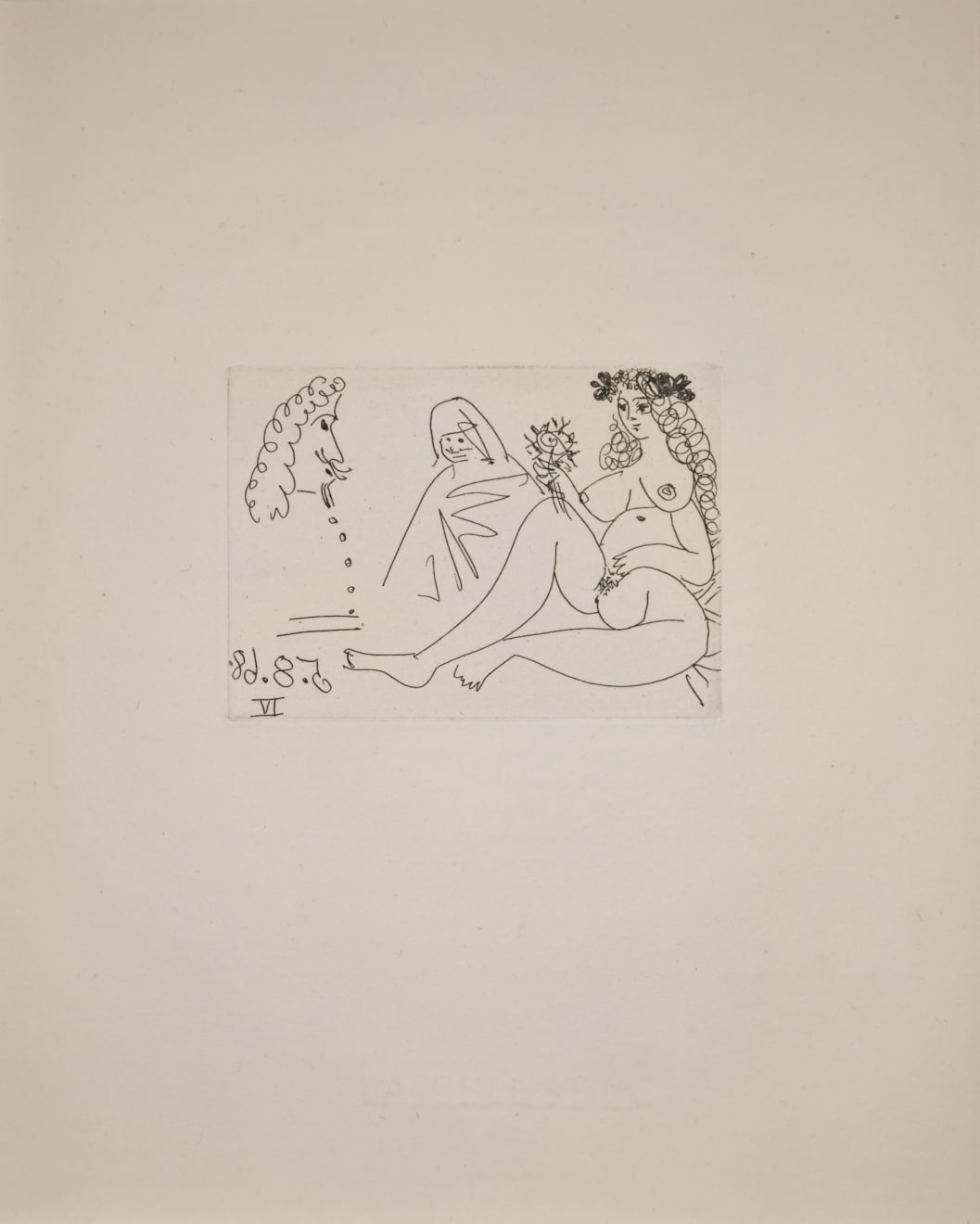 PABLO PICASSO, CoupleFemme blonde à la Fleur, Célestine et 