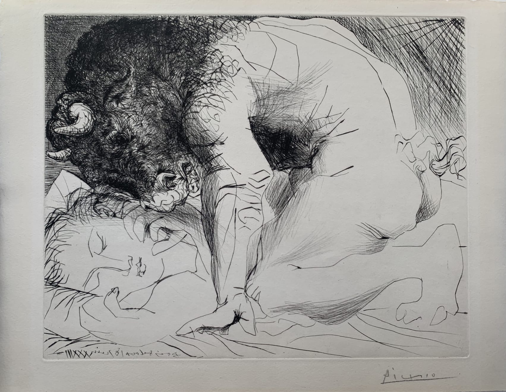 PABLO PICASSO, Minotaure caressant du Mufle la Main d'une Dormeuse (S.V. 93) (Bloch 201), 1933 (June 18.III, Boisgeloup)