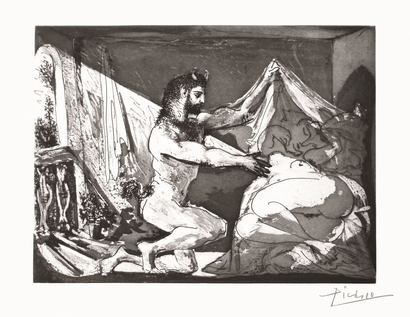 PABLO PICASSO, Faune dévoilant une Dormeuse (Jupiter et Antiope, d’après Rembrandt)(S.V.27) (Bloch 230), 1936 (June 12, Paris)