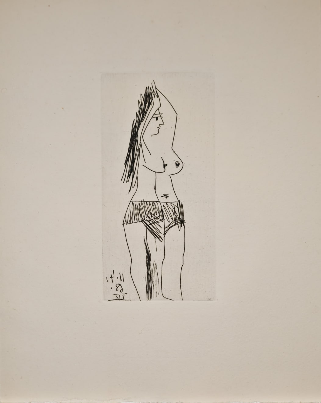PABLO PICASSO, Femme se coiffant (Bloch 1507), 1968 (April 11.IV, Mougins)