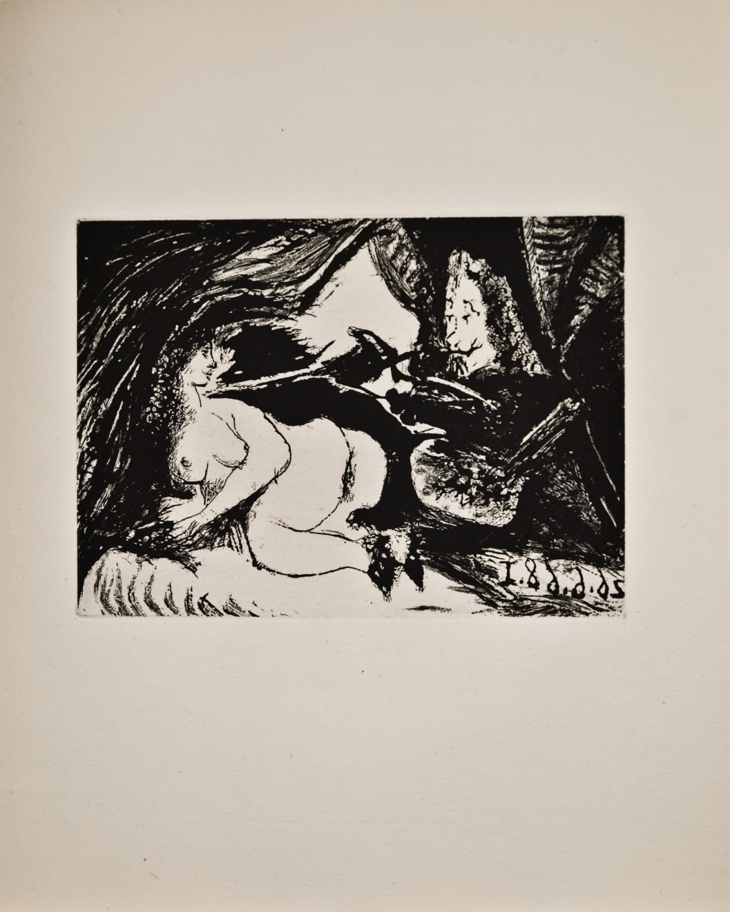 PABLO PICASSO, Peintre peignant la Nuque de son jeune Modèle (Bloch 1668), 1968 (June 26.I, Mougins)