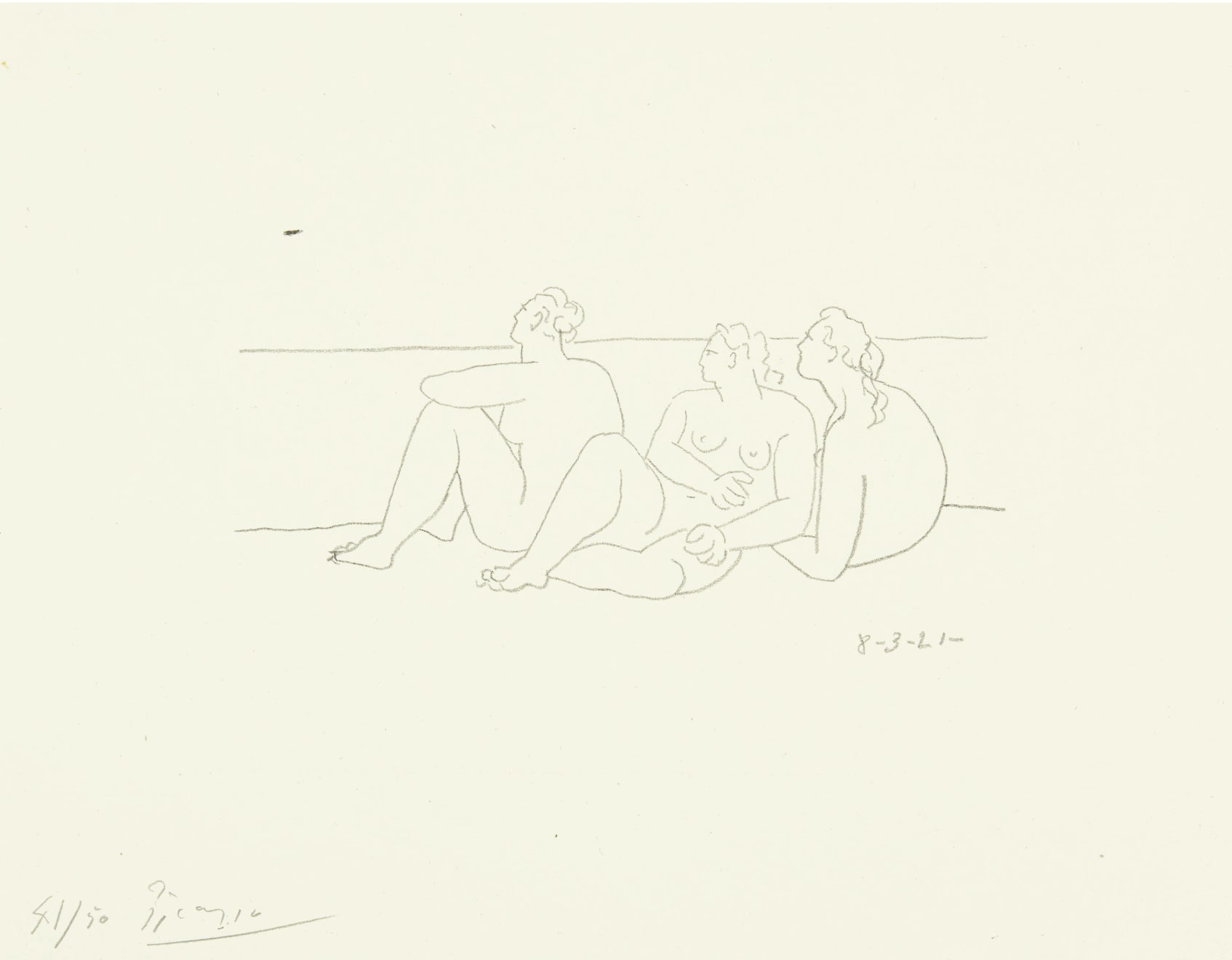 PABLO PICASSO, Sur la plage II (trois nus) (Bloch 43), 1921