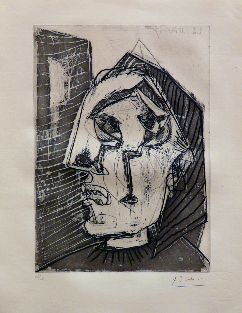 PABLO PICASSO, Femme qui pleure devant un Mur (Bloch 302), 1937 (October 22, Mougins)