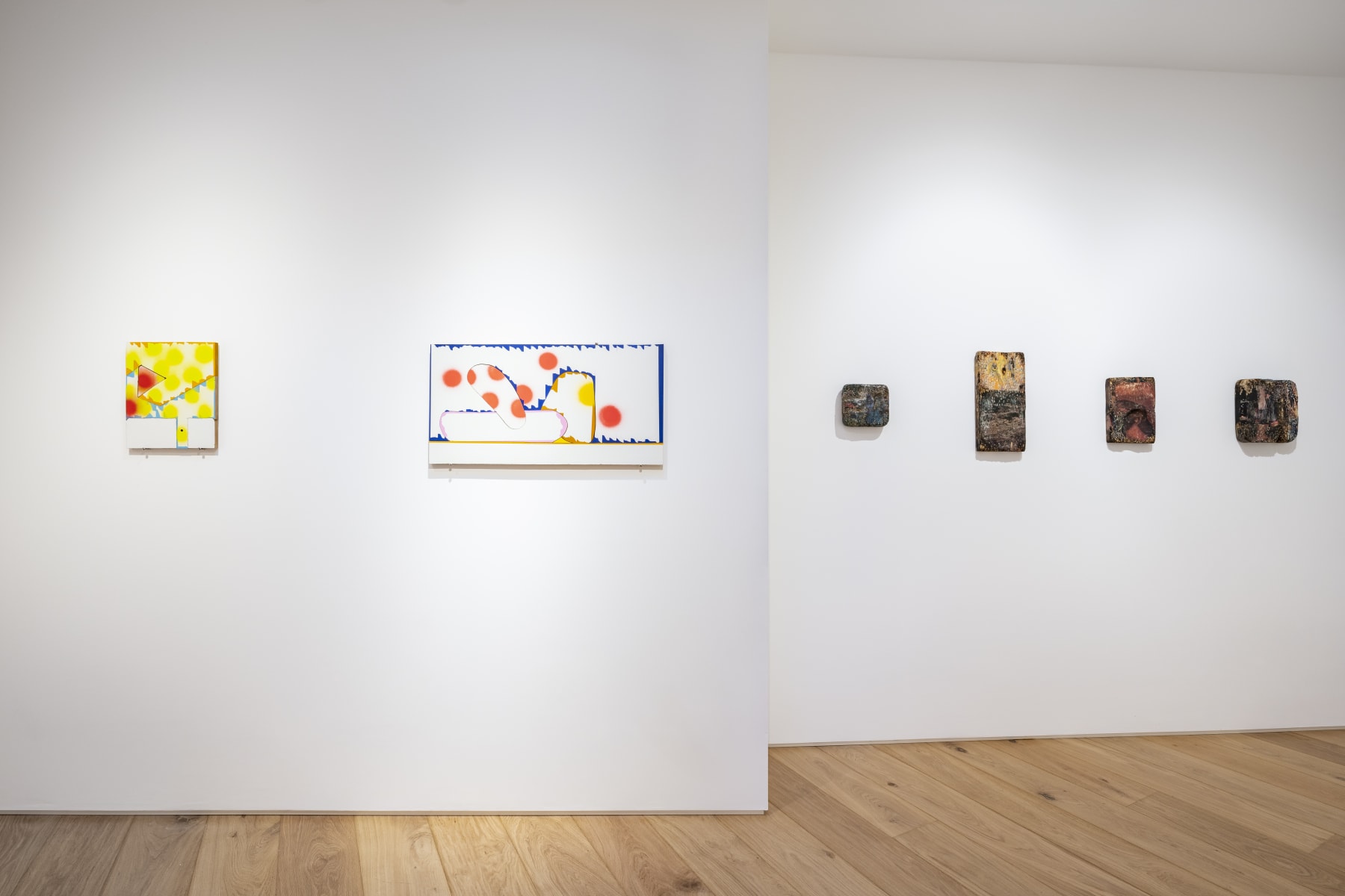 Installation view of Off The Grid, works by Alexandre Canonico and Anderson Borba, London, 2021.