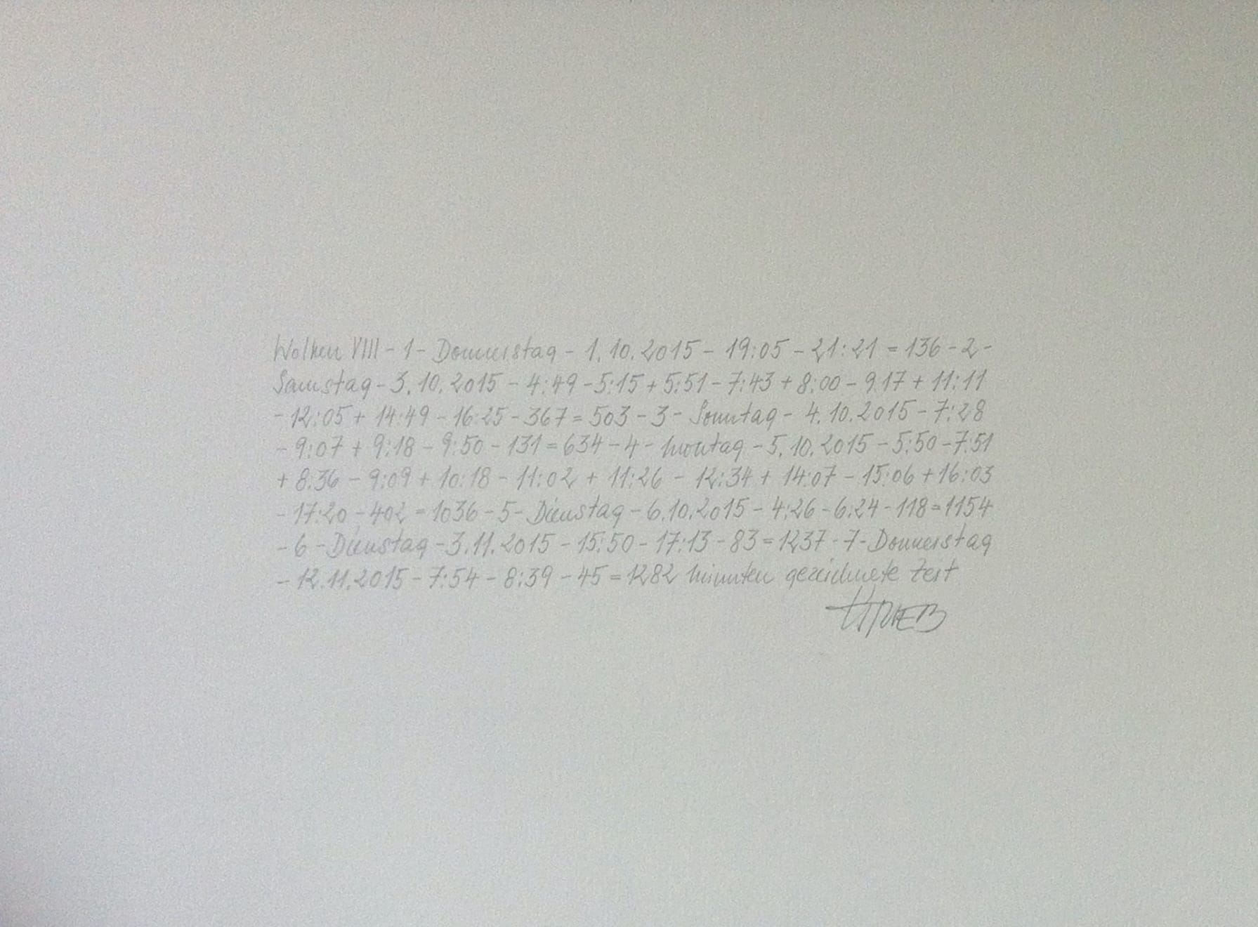 Li Trieb, Wolken VIII, 1.10.2015-19:05 – 12.11.2015-8:39 | 1282 Minuten gezeichnete Zeit