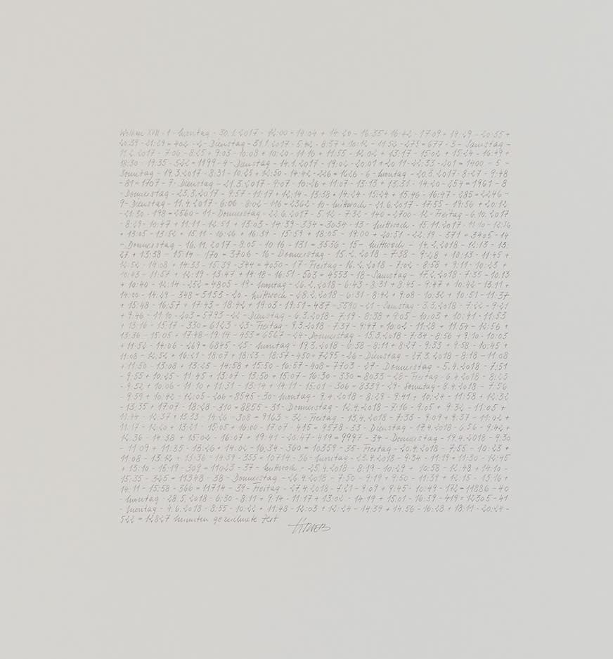 Li Trieb, Wolken XVII, 30.1.2017-12:00 – 4.6.2018-20:24 | 12827 Minuten gezeichnete Zeit