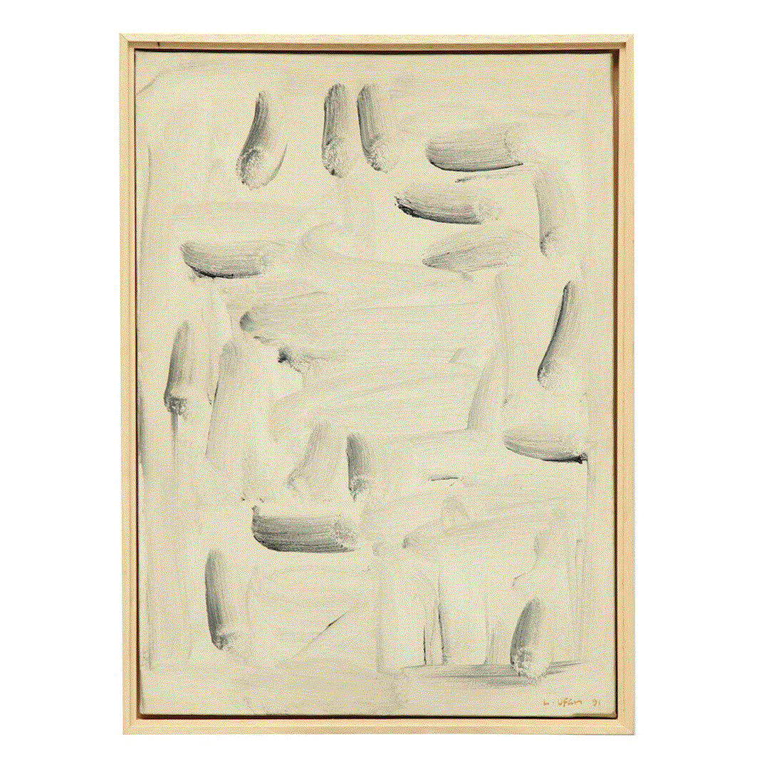 Lee Ufan , with winds, 1991, olio e pigmenti minerali su tela, cm 70x50