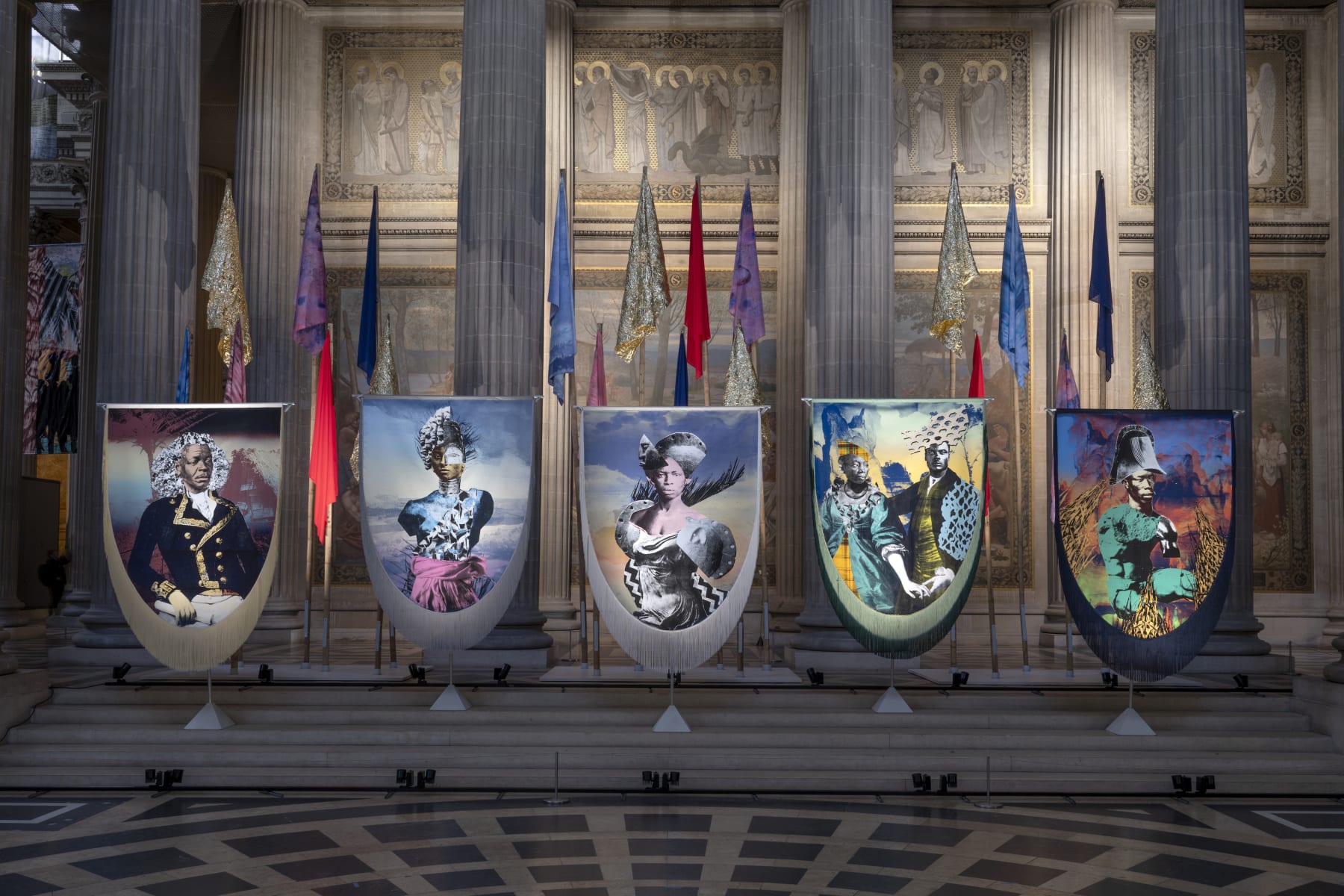 We Could Be Heroes, installation view, Raphaël Barontini, 2023. Photograph by Fabrice Gousset.
