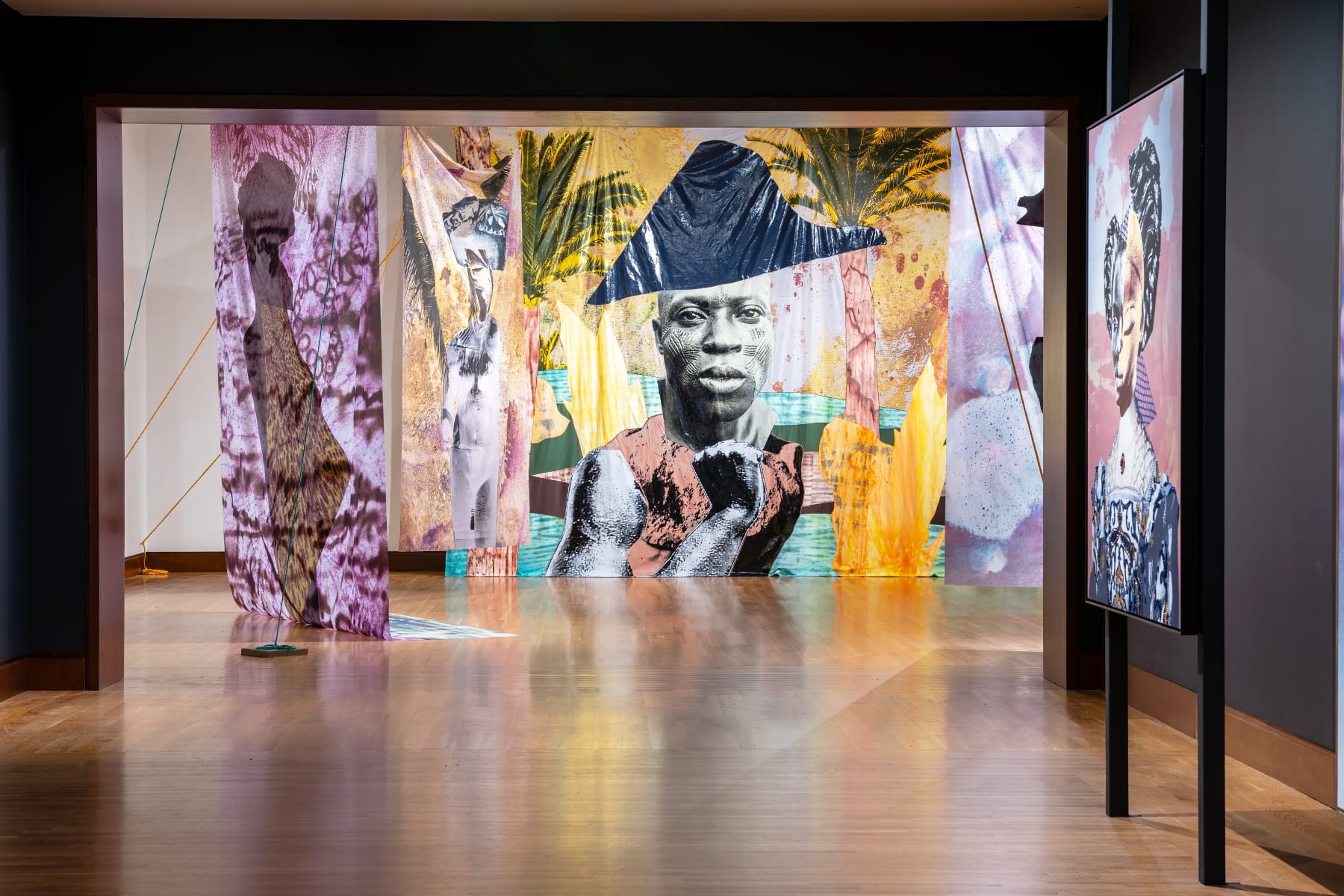 Raphaël Barontini: I live a journey of a thousands years. Installation views. Courtesy Currier Museum of Art. Photos by Morgan Karanasios.