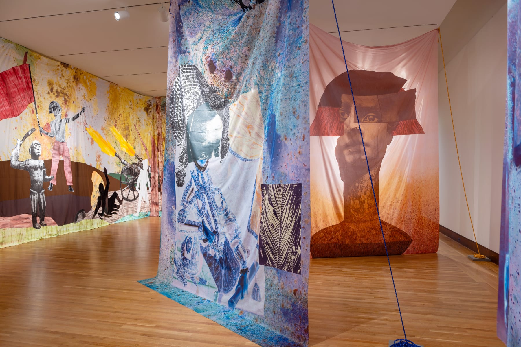 Raphaël Barontini: I live a journey of a thousands years. Installation views. Courtesy Currier Museum of Art. Photos by Morgan Karanasios.