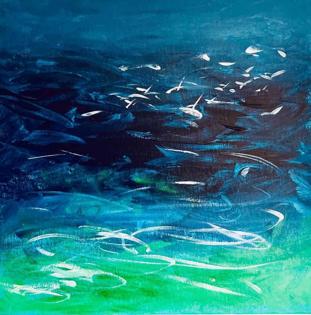 Shabs Beigh, Abstract Seascape With Gulls, 2023