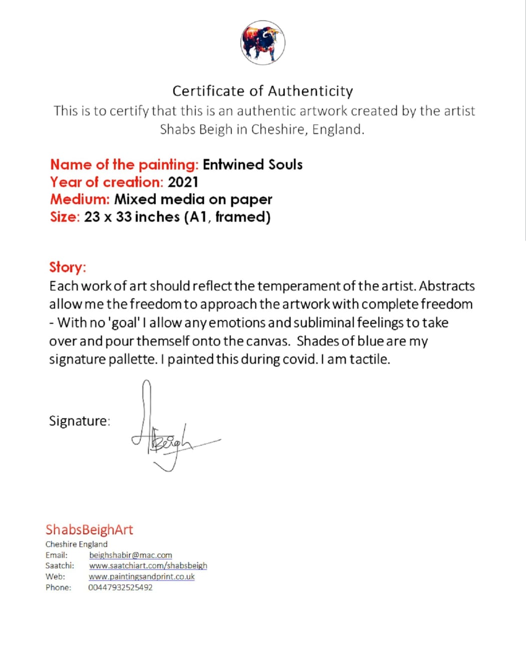 Shabs Beigh, Entwined Souls, 2021