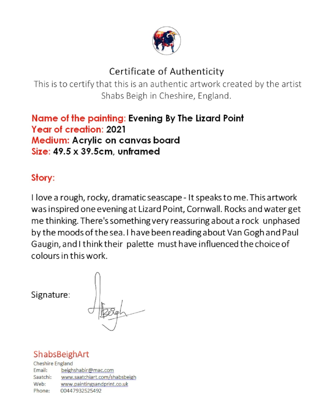 Shabs Beigh, Evening By The Lizard Point, 2021