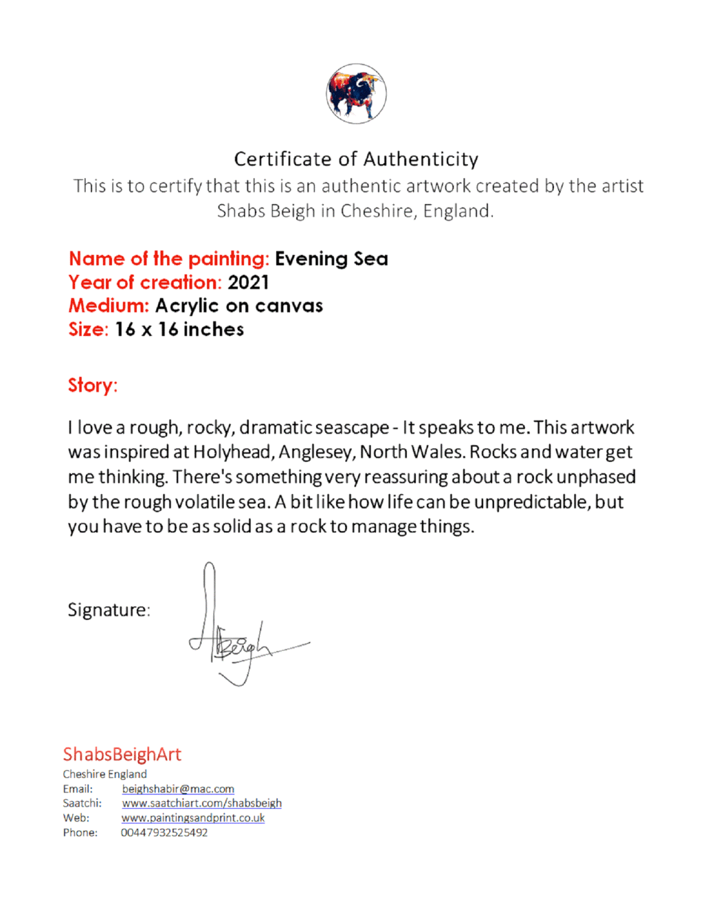 Shabs Beigh, Evening Sea, 2021