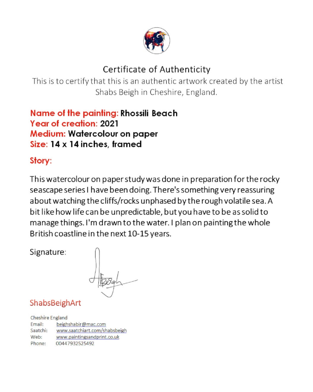 Shabs Beigh, Rhossili Beach, 2021