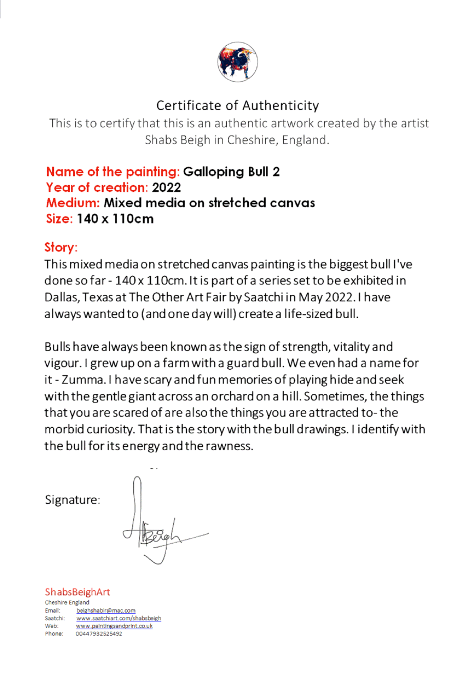 Shabs Beigh, Galloping Bull 2, 2022