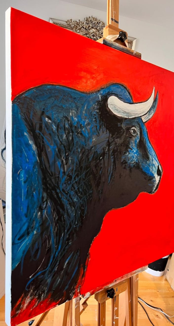 Shabs Beigh, Blue Bull Head 2 - Red, 2022