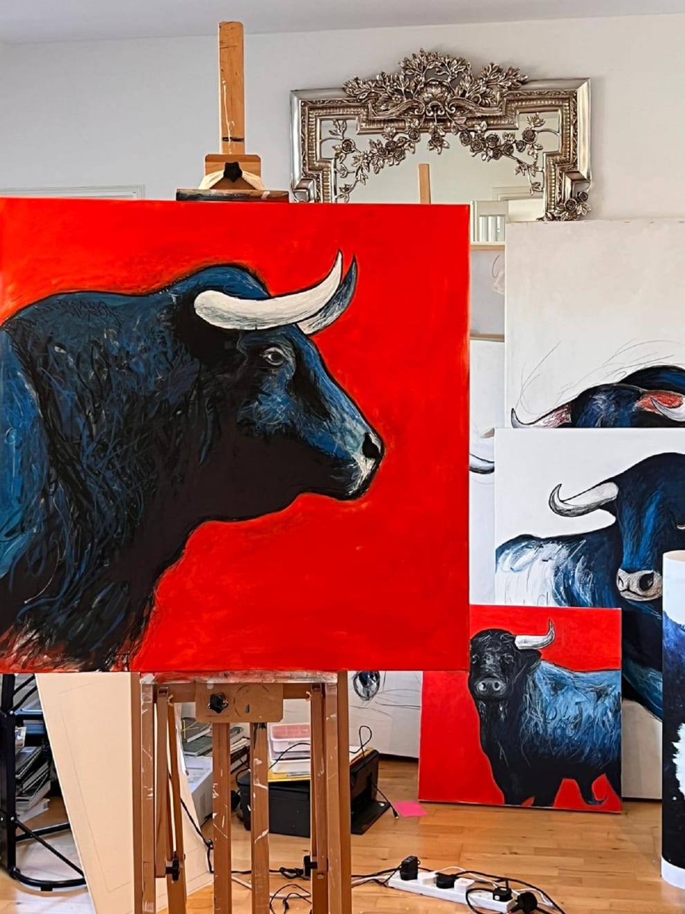 Shabs Beigh, Blue Bull Head 2 - Red, 2022
