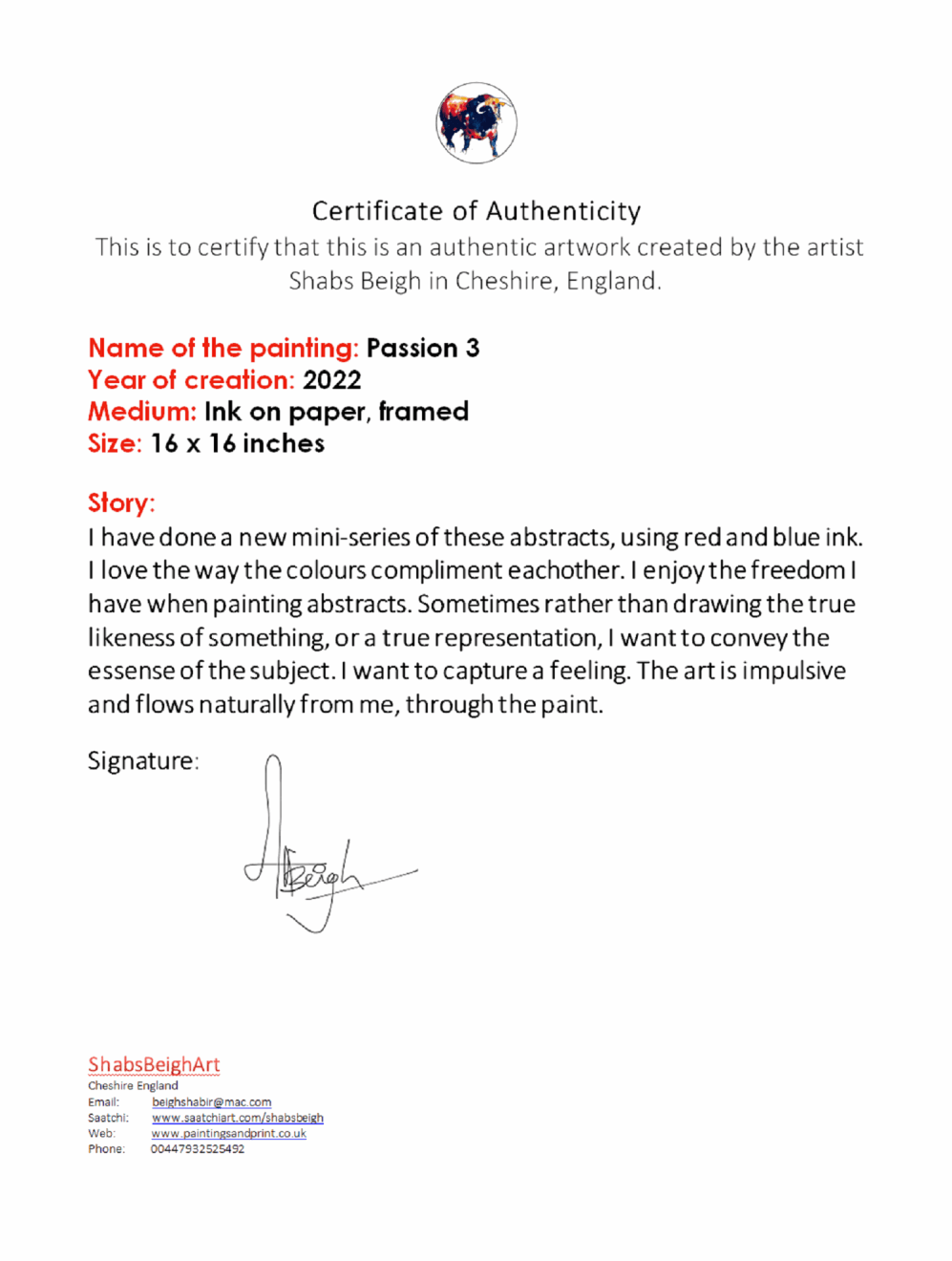 Shabs Beigh, Passion 3, 2022