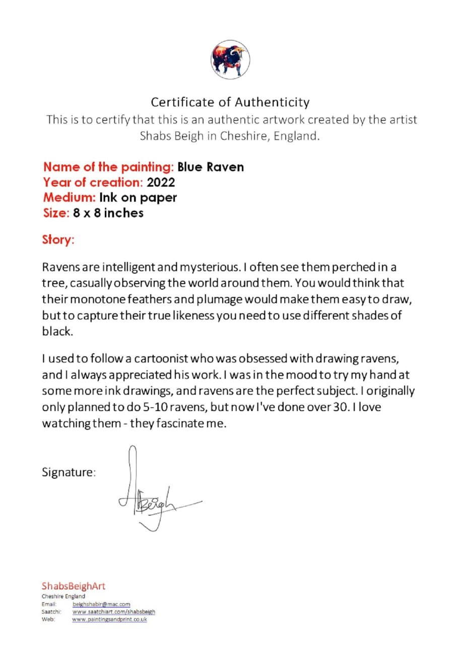 Shabs Beigh, Blue Raven, 2022