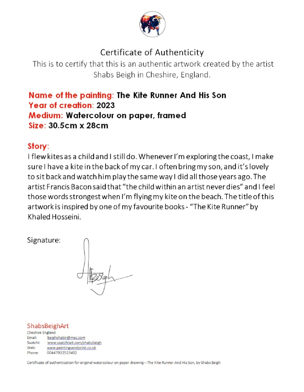 Shabs Beigh, The Kite Runner And His Son, 2023