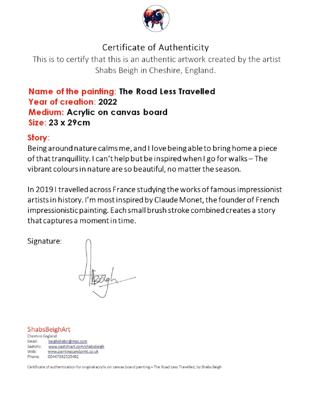 Shabs Beigh, The Road Less Travelled, 2022