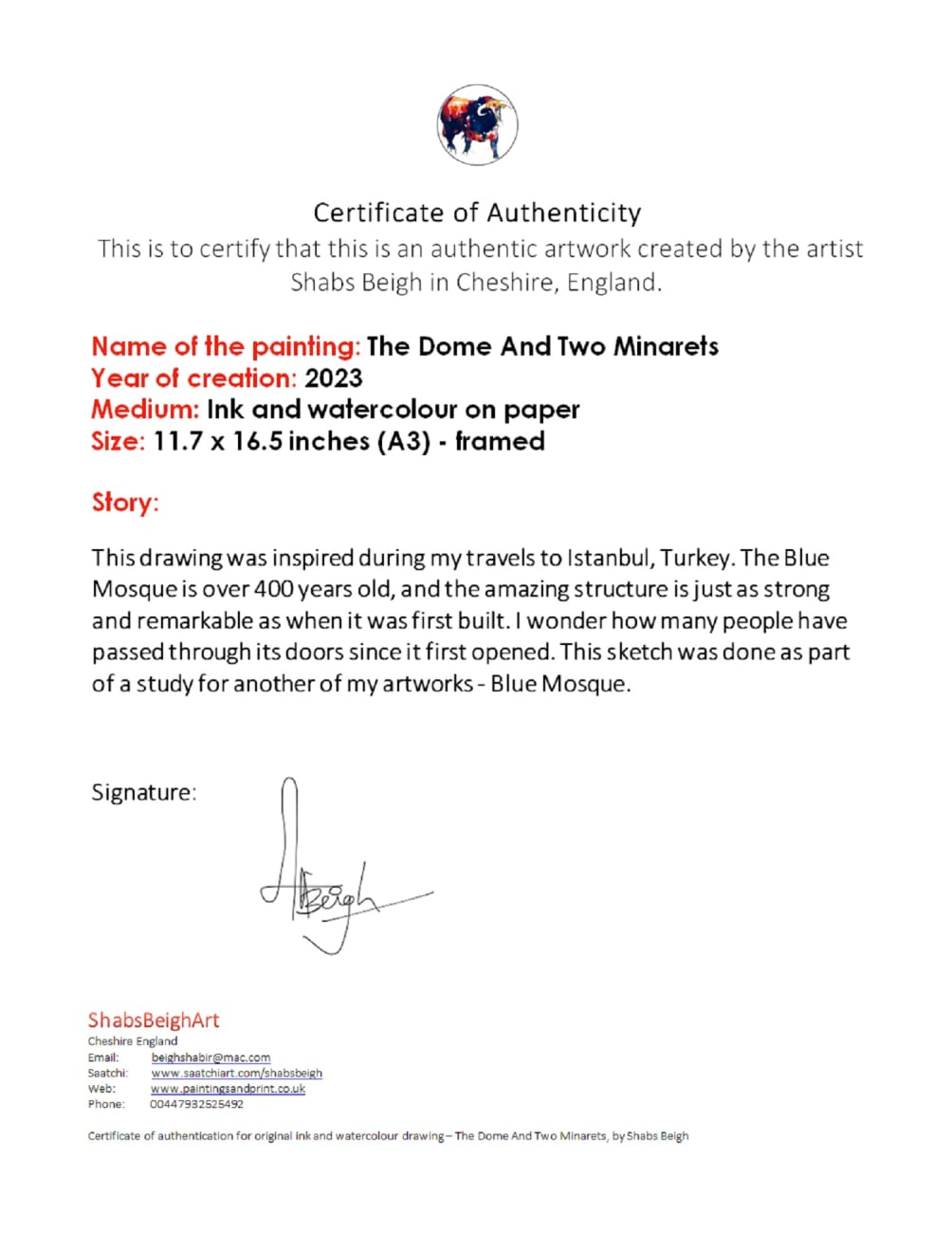 Shabs Beigh, The Dome And Two Minarets, 2023