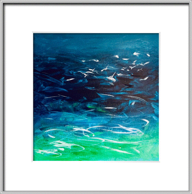 Shabs Beigh, Abstract Seascape With Gulls, 2023