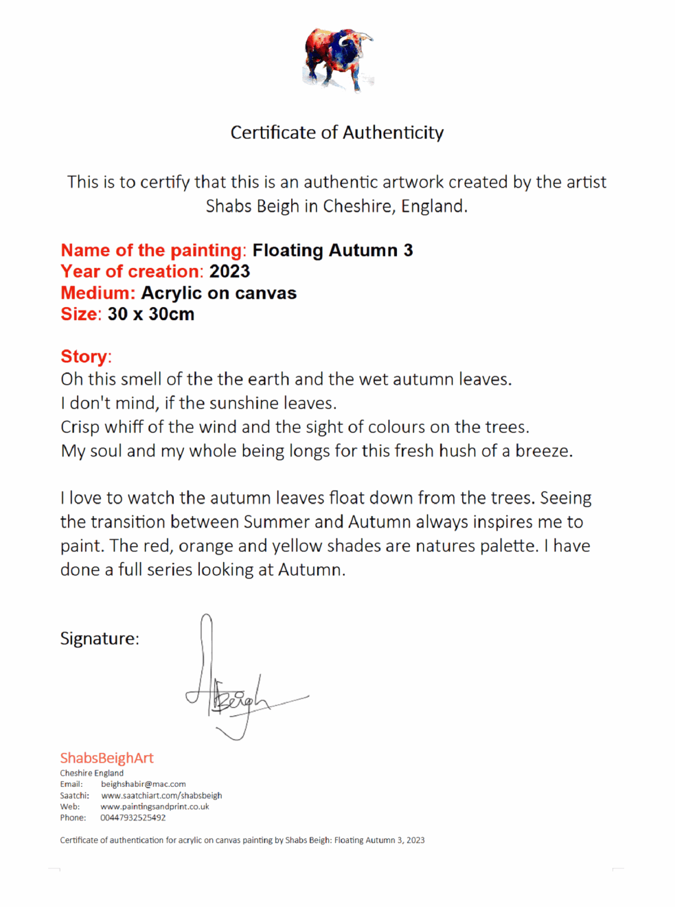 Shabs Beigh, Floating Autumn 3, 2023