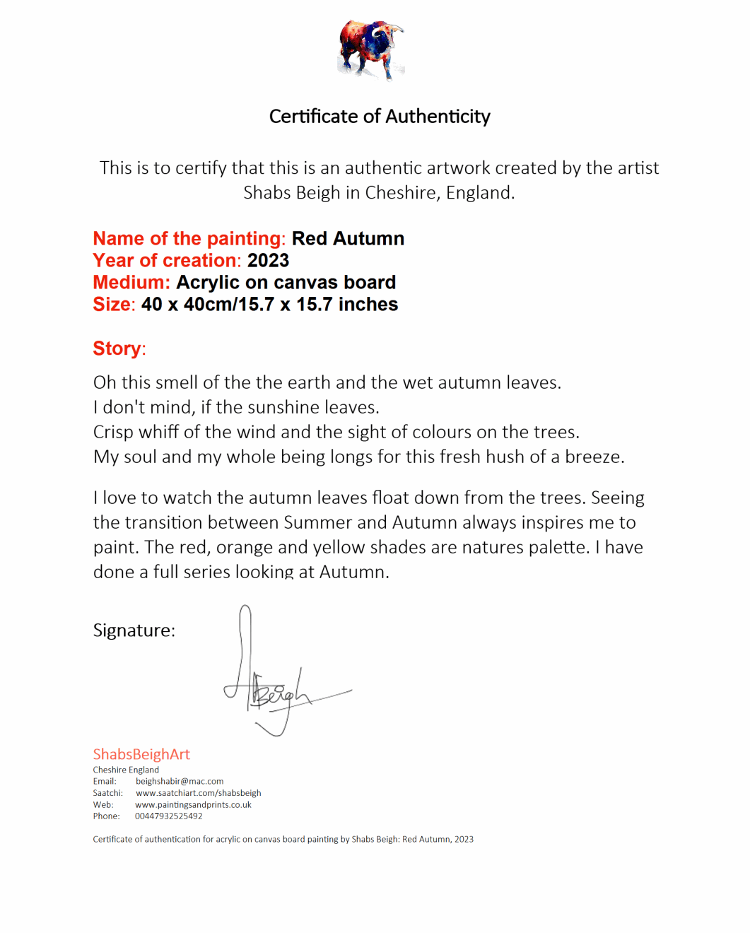 Shabs Beigh, Red Autumn, 2023