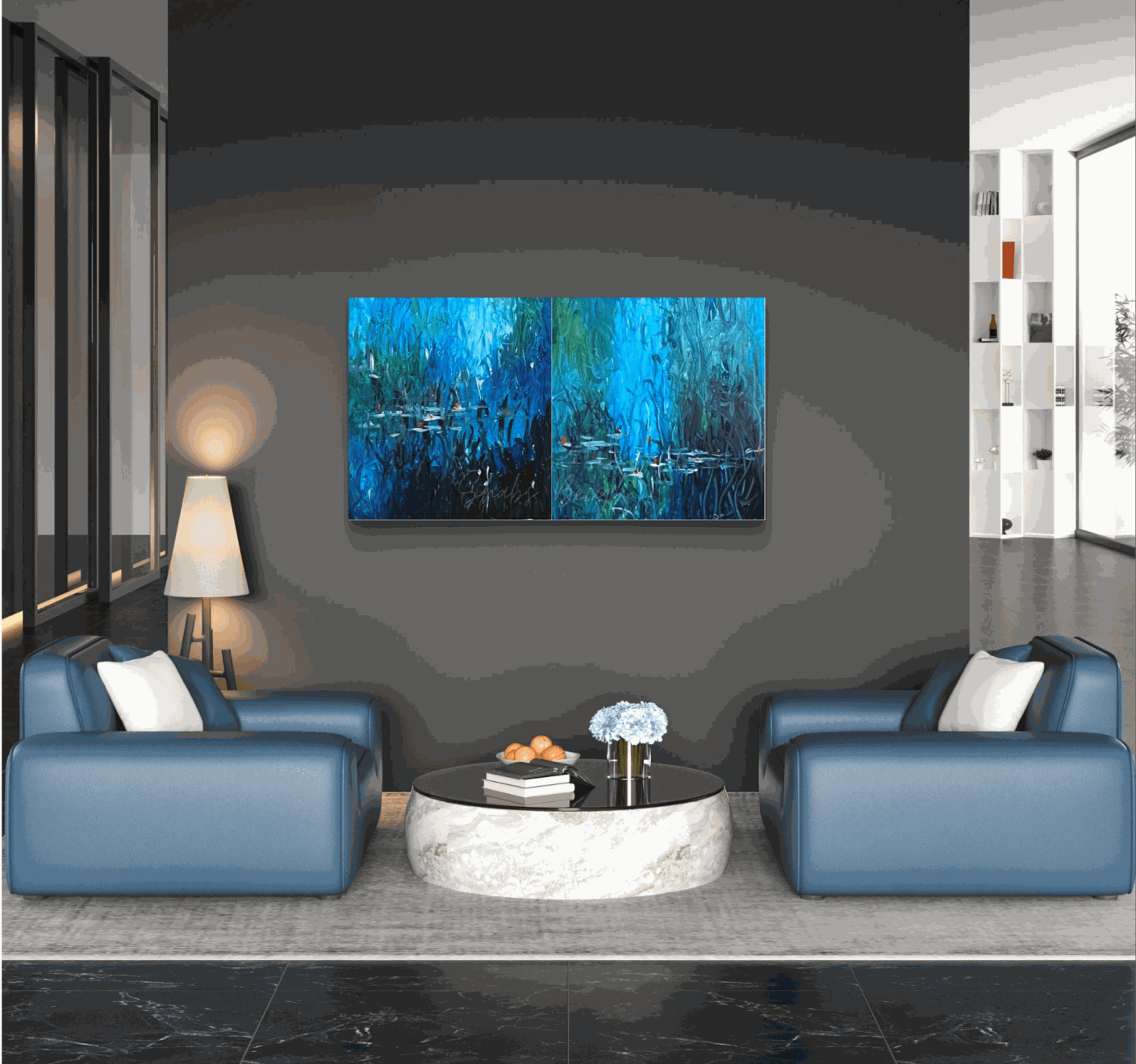 Shabs Beigh, After Monet 2 - Diptych , 2023