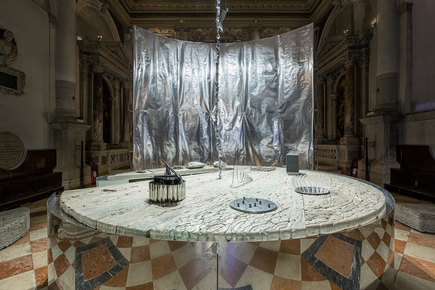 Installation view of the Lithuanian Space Agency's laboratory by Julijonas Urbonas at the Biennale Architettura 2021, Venice; Photo by Aistė...