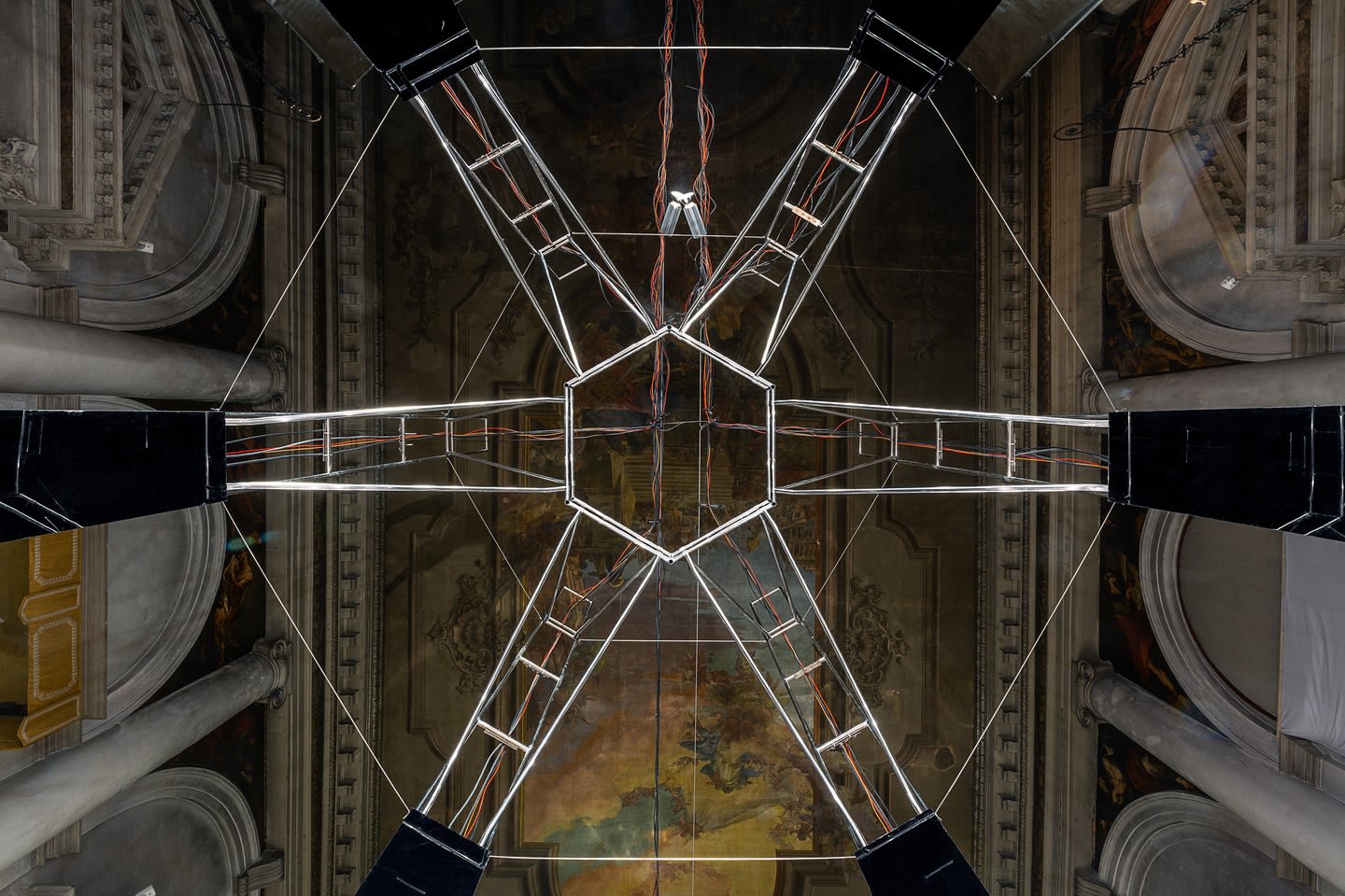 Installation view of the Lithuanian Space Agency's laboratory by Julijonas Urbonas at the Biennale Architettura 2021, Venice; Photo by Aistė...