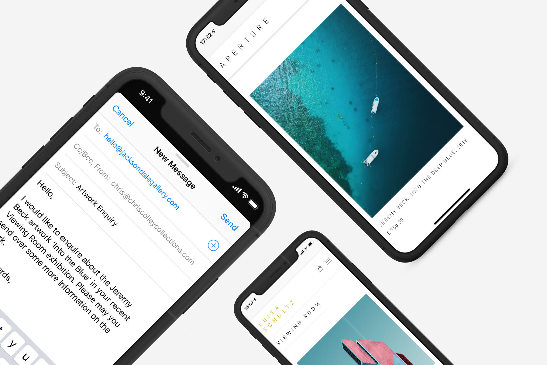 Email and website images on a mock ups of iPhones image