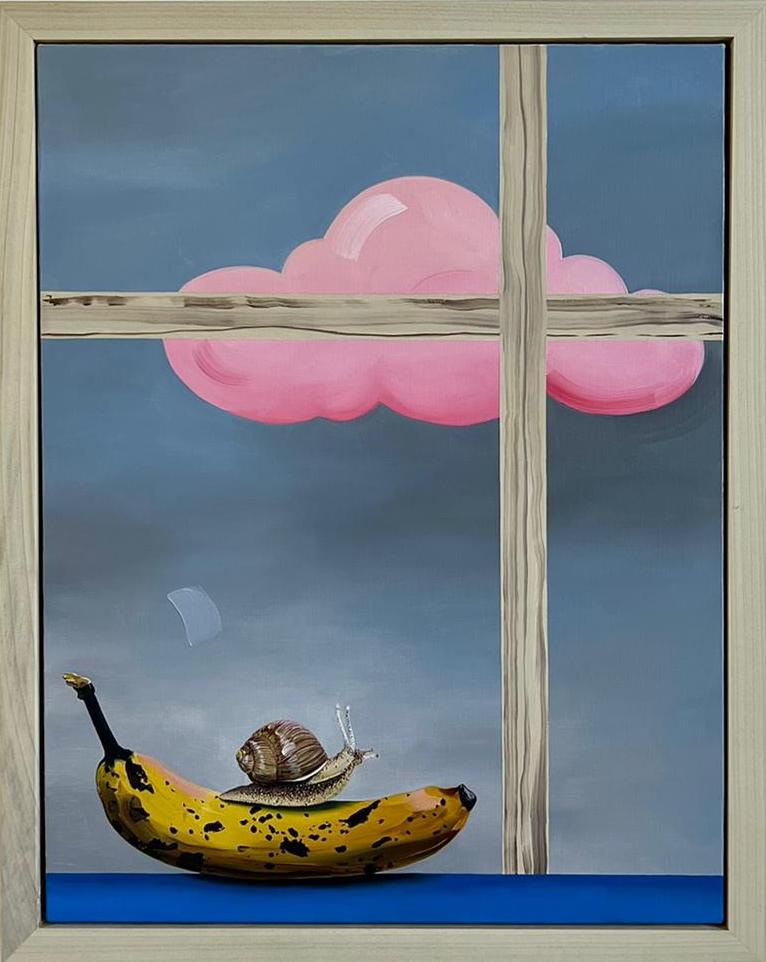 Untitled (snail banana), 2021/2022 Oil on linen 46 x 36 cm. / 18 x 14 in.