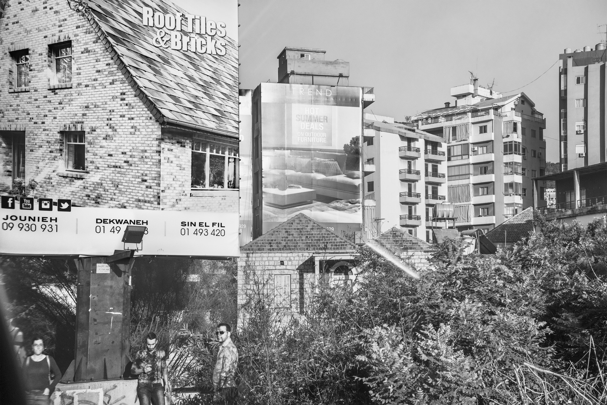 Roof Tiles/Bus Stop. Beirut, Lebanon, 2017 Archival fiber inkjet print in artist frame 41 x 61 cm. / 16 x 24 in. (unframed dims) Edition 1 of 3 + AP